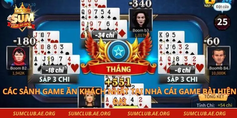 Các sảnh game ăn khách nhất tại nhà cái game bài hiện đại