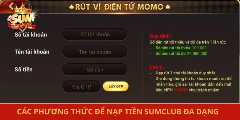 Các phương thức để nạp tiền Sumclub đa dạng hiện nay