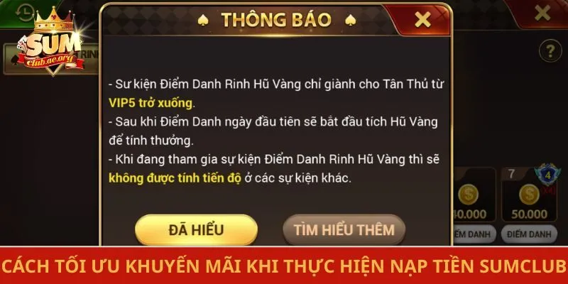 Cách tối ưu hóa khuyến mãi khi thực hiện nạp tiền Sumclub
