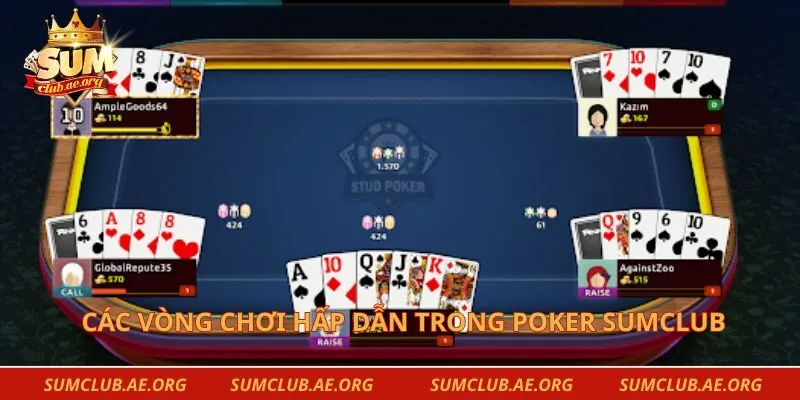 Các vòng chơi hấp dẫn trong poker Sumclub