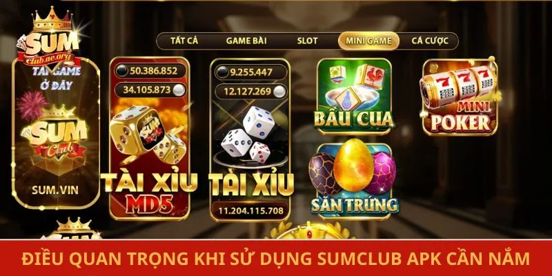Điều quan trọng khi sử dụng Sumclub apk cần nắm